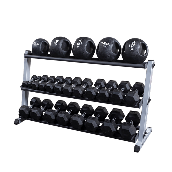 Pro 2 Tier Dumbbell Rack With Medicine Ball Shelf
