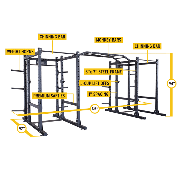 Body Solid Commercial Extended Large Double Power Rack Package SPR1000DBBACK